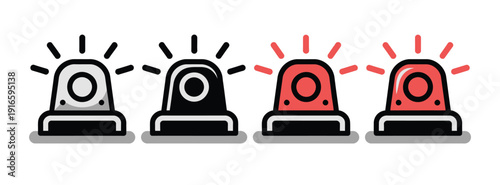 Colorful Police Siren Light Icons