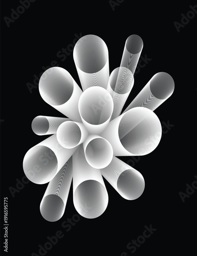 White Cylinder 3D art Design.