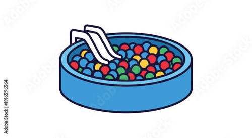 Vibrant ball pit illustration with a playful slide ideal for children illustrations and