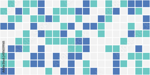 Checkerboard retro 70s, 90s groovy pattern. Seamless pattern blue, green and white checkered plaid background