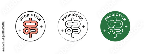 Probiotics logo set with bacteria icons