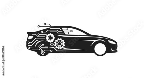 Futuristic Car with Circuit Board Design.