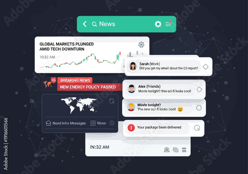 Financial News and Social Media Feed Interface.