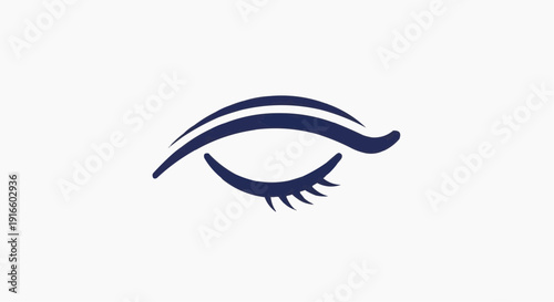 Eye Icon – Minimalist Dark Blue Closed Eye Symbol