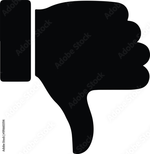 silhouette hand thumbs down gesture symbol negative feedback outline vector design