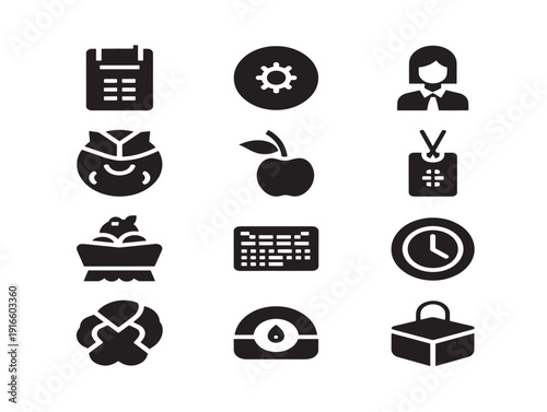 Classic icons silhouette set with timeless elegant visual appeal