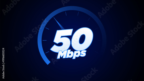 Internet Speed Test 50 Megabits Per Second Dashboard Display. 