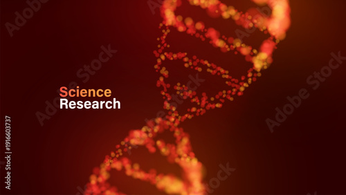 DNA Double Helix Structure Science Research Concept Background. Biotechnology DNA molecule in low poly wireframe style.