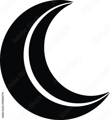silhouette minimal crescent moon shape celestial icon simple elegant vector design