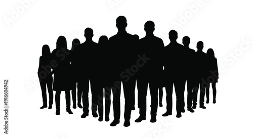Group of people standing together a striking black silhouette