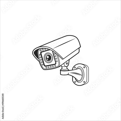 CCTV - Security camera. Icon for design. Blank, white and black backgrounds - Line icon