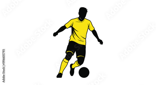 Soccer player in action dynamic pose vibrant color scheme silhouette
