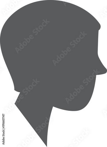 Male head side silhouette. Boy face profile