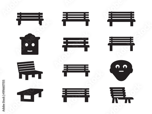 Beautiful park bench silhouette collection for scenic landscape artwork