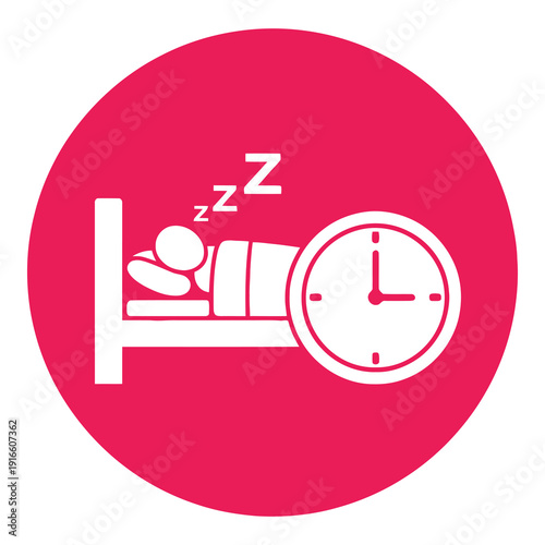 Person sleeping in bed with clock showing late at night  sleep and time concept icon