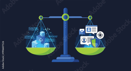 Balancing Act: Digital Security vs. Data Privacy on a Scale Concept