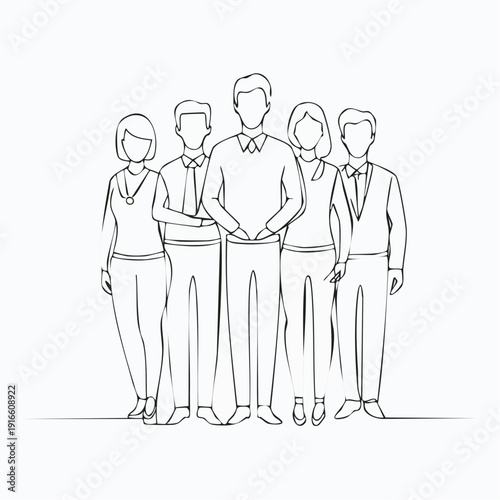 Continuous single line, group of people, management, cooperation, teamwork, company, business illustration line art vector illustration with transparent background editable stroke.