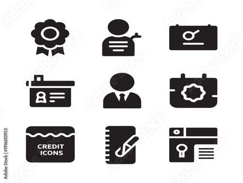Modern credit icons silhouette collection for digital finance branding