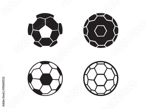Soccer ball vector icons set isolated on white background. football graphic symbols