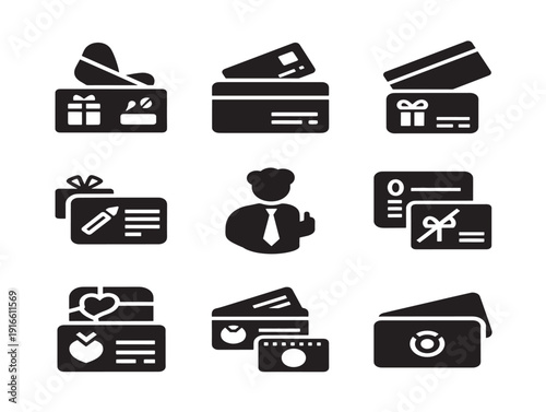 Elegant gift card silhouette set with luxurious shopping appeal