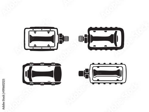Bicycle pedal vector black white icon flat style design isolated on white background