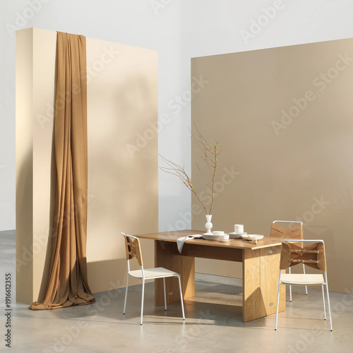 modern luxury dining room interior, 3d render