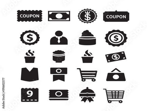 Professional coupon silhouette pack with attractive discount concept