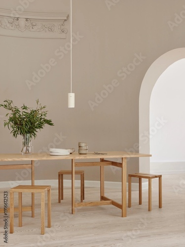 modern luxury dining room interior, 3d render
