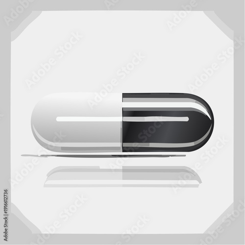 white pill on white background, White capsule pills on transparent background.