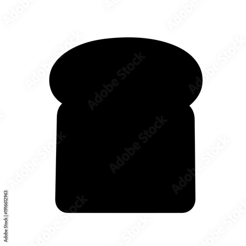 Simple Black Silhouette of a Slice of Bread on White Background.