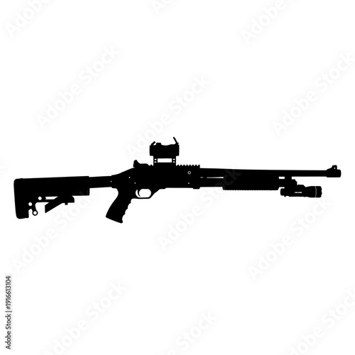 Tactical Shotgun Silhouette - Precision Weaponry for Security and Defense.