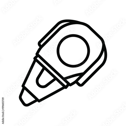 A simple line drawing of a hole punch tool used for paper documents.