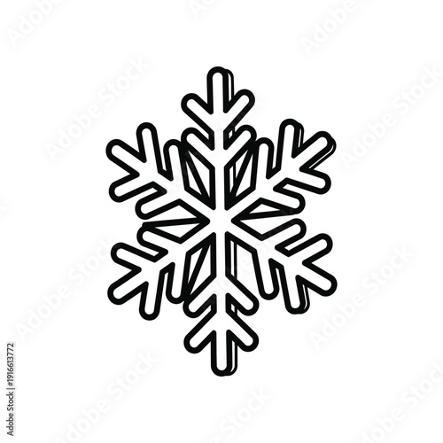 Intricate geometric design of a stylized snowflake with symmetrical branches