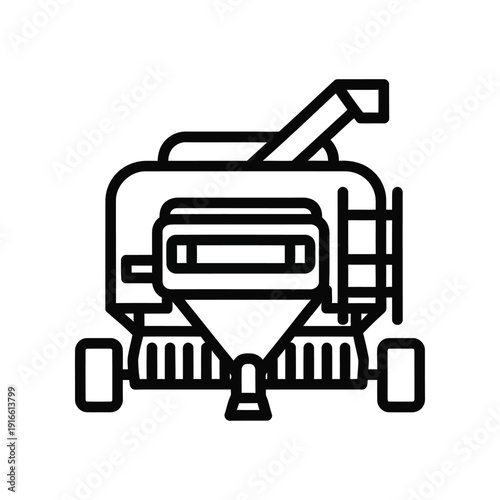 Fotografija Black and white illustration of a lawn maintenance vehicle with a bagger attachm