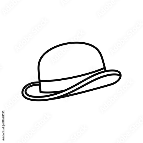 A classic line drawing of a bowler hat resting against a plain background
