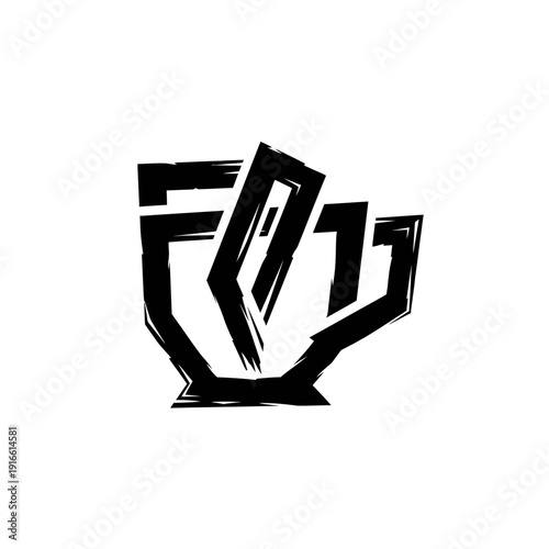 Abstract Black Hand Holding Cards, Brush Stroke Style