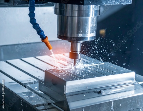 CNC milling machine processing on steel