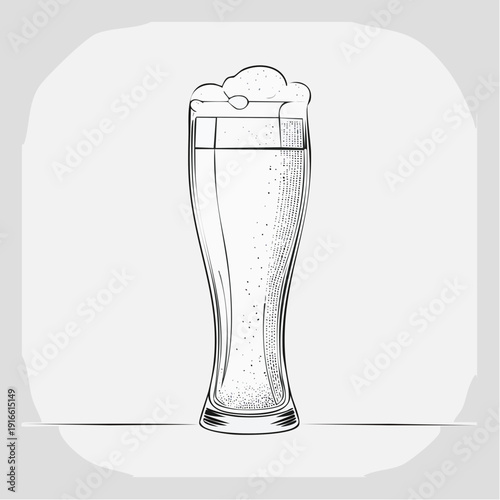 Continuous vector line of beer glass on transparent background. editable stroke.