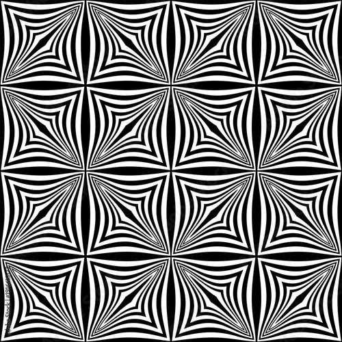 Abstract Seamless Geometric Op Art Pattern with 3D Effect. Black and White Te...