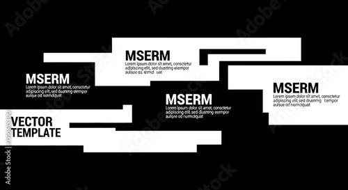 Modern Abstract Black and White Geometric Design Vector Template with Text Placeholders