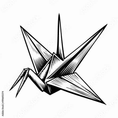 origami crane isolated on white