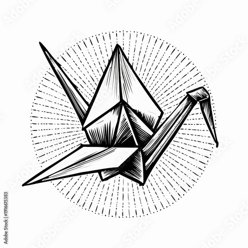 origami crane isolated on white