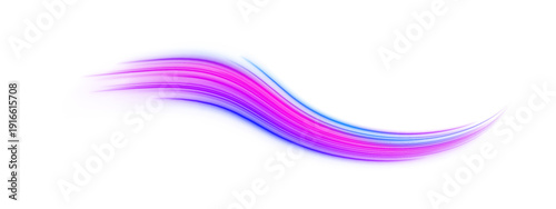 Purple neon ribbons flow in smooth spiral patterns. Tiny glowing sparks enhance motion depth. Perfect futuristic vector PNG.
