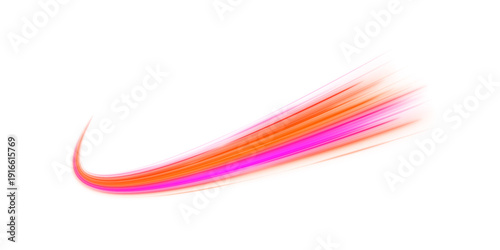 Bright neon arcs curl elegantly with flowing motion. Spark highlights scatter along twisting paths. Ideal abstract motion vector PNG.

