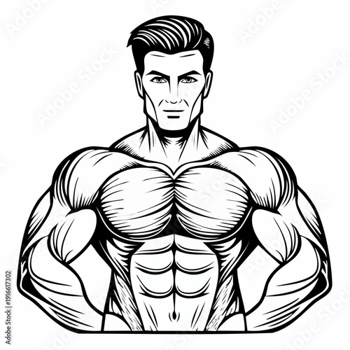 muscular male torso, Arm muscles, cut out background.