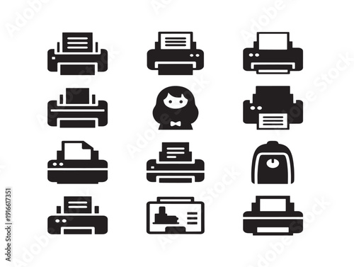 Sleek office printer silhouette in bold modern outline