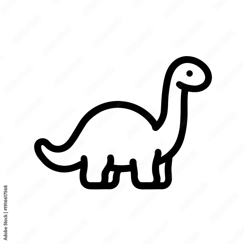 Fototapeta premium minimalist brontosaurus long neck dinosaur vector icon