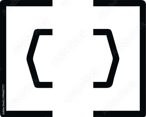 Curly brackets symbol within rectangular frames on a white background