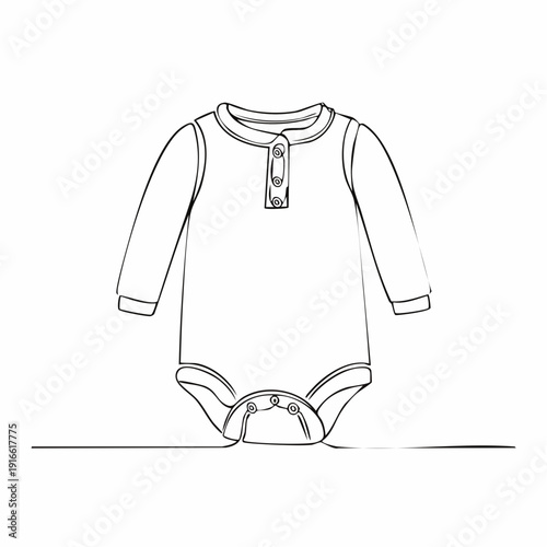 Continuous lines, baby clothes line art vector illustration background editable stroke.