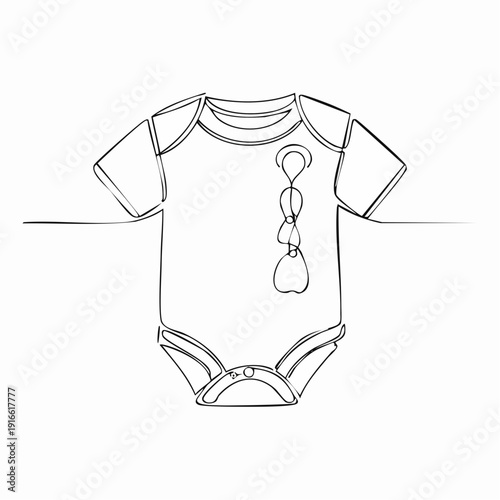 Continuous lines, baby clothes line art vector illustration background editable stroke.